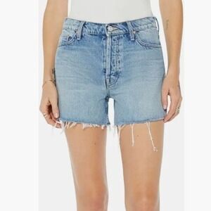 Mother The Skipper Short N' Long Fray Denim Cut Off Shorts Leap At The Chance 30